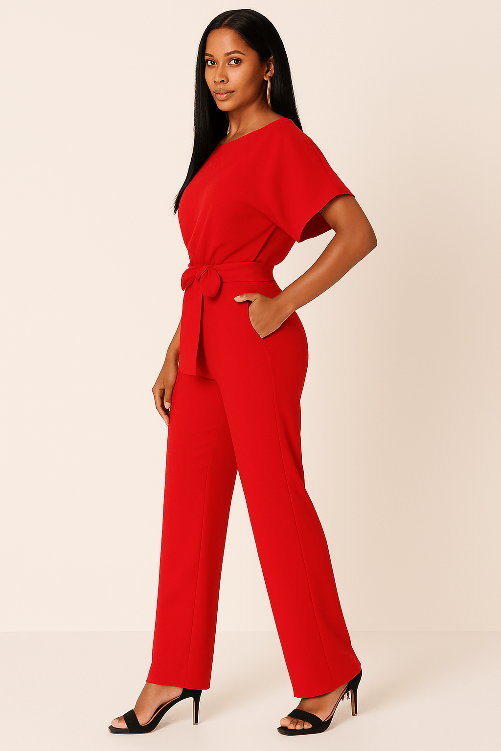 Damen Jumpsuit mit Bindegürtel – Müheloser Stil in einem Teil