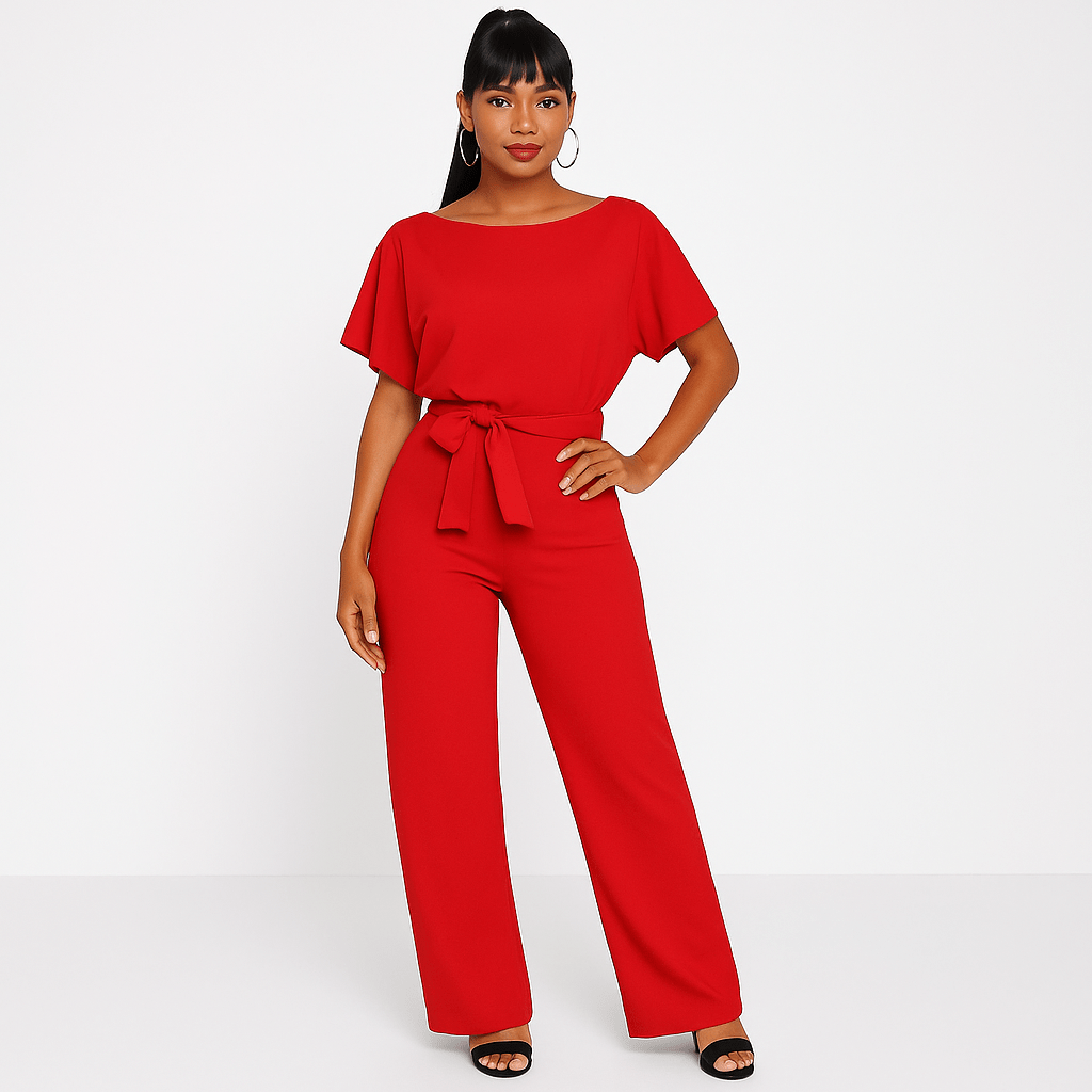 Damen Jumpsuit mit Bindegürtel – Müheloser Stil in einem Teil