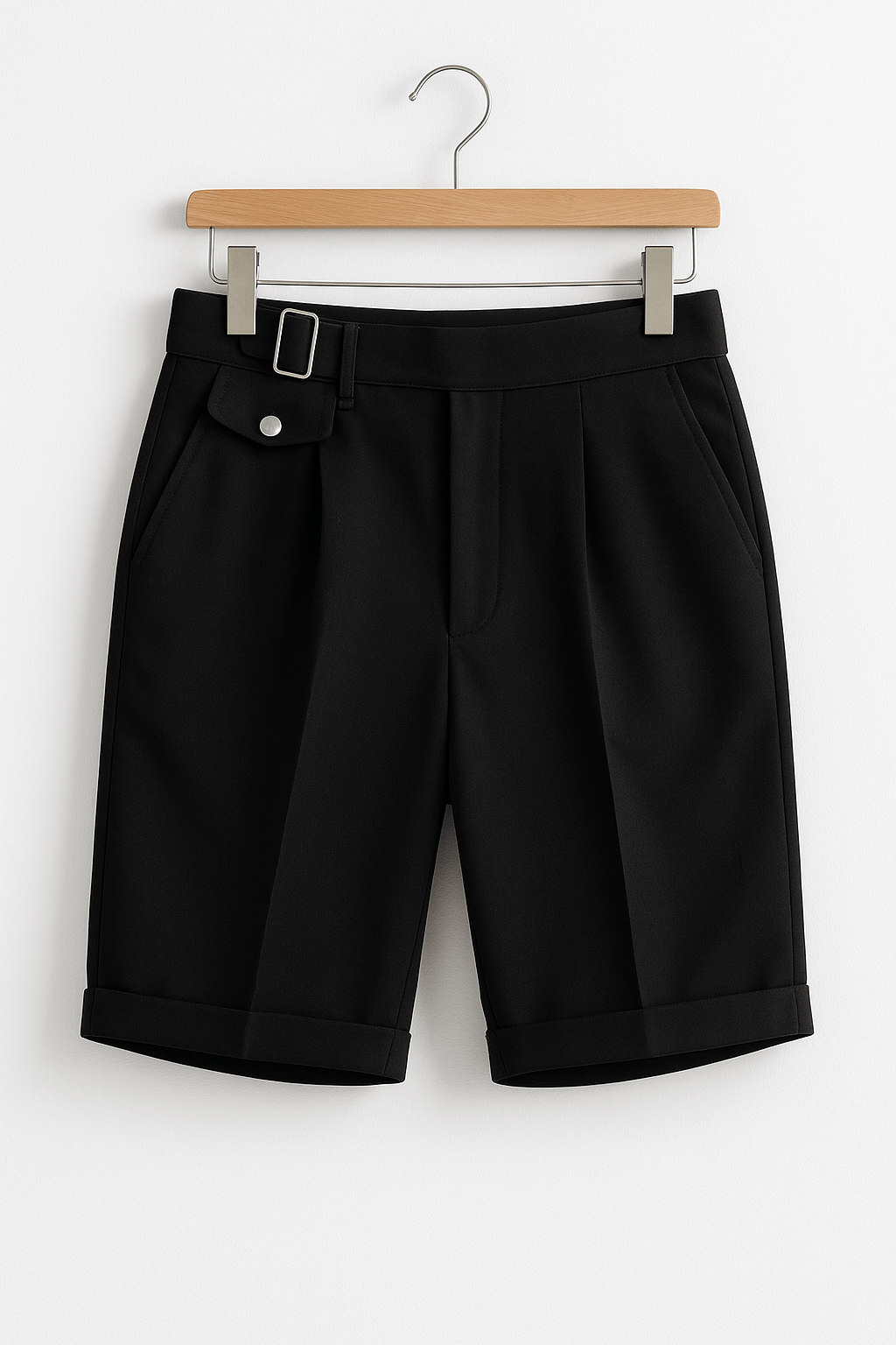 Men's Pleated Shorts with Side Buckles | Elegant Summer Style