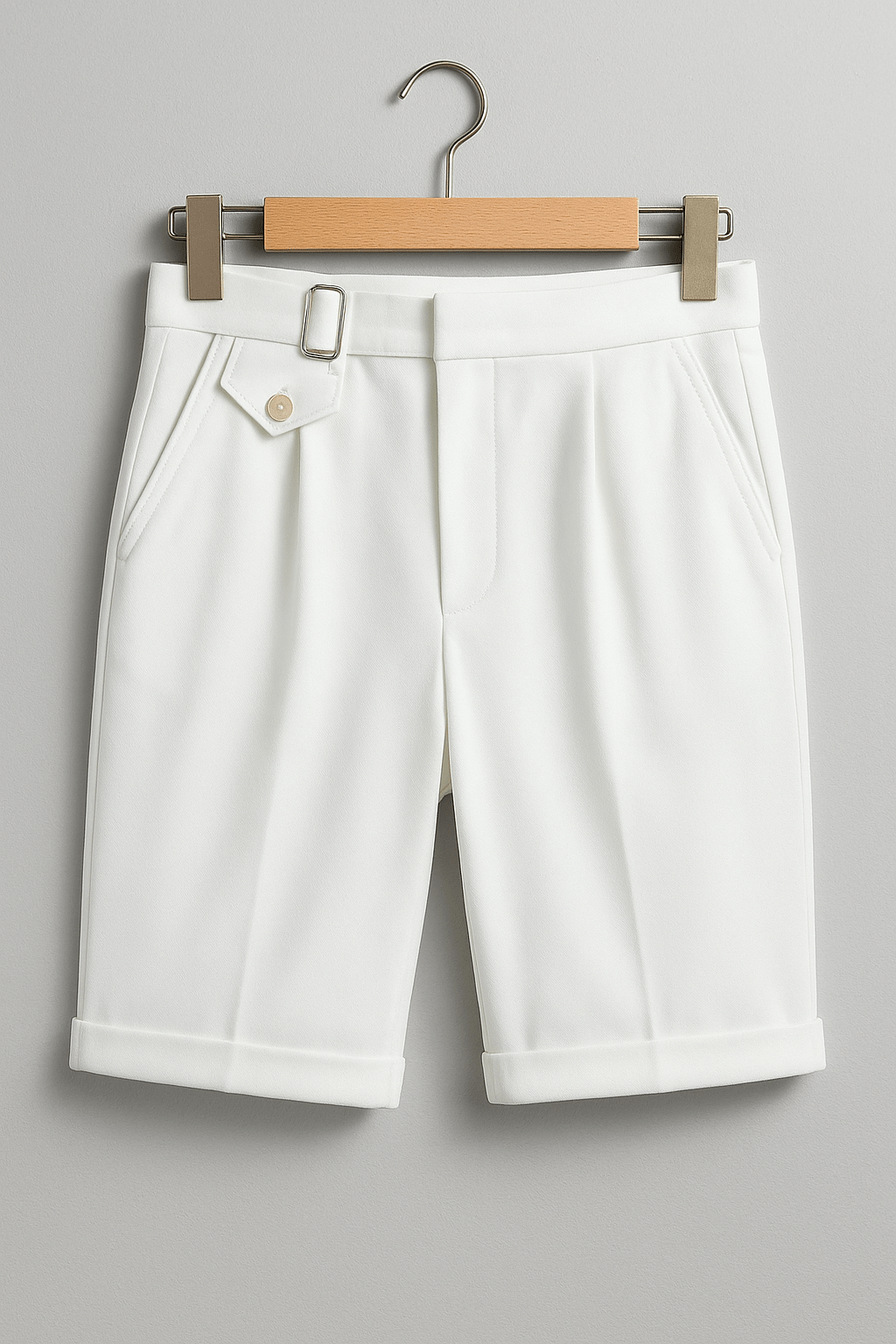 Men's Pleated Shorts with Side Buckles | Elegant Summer Style