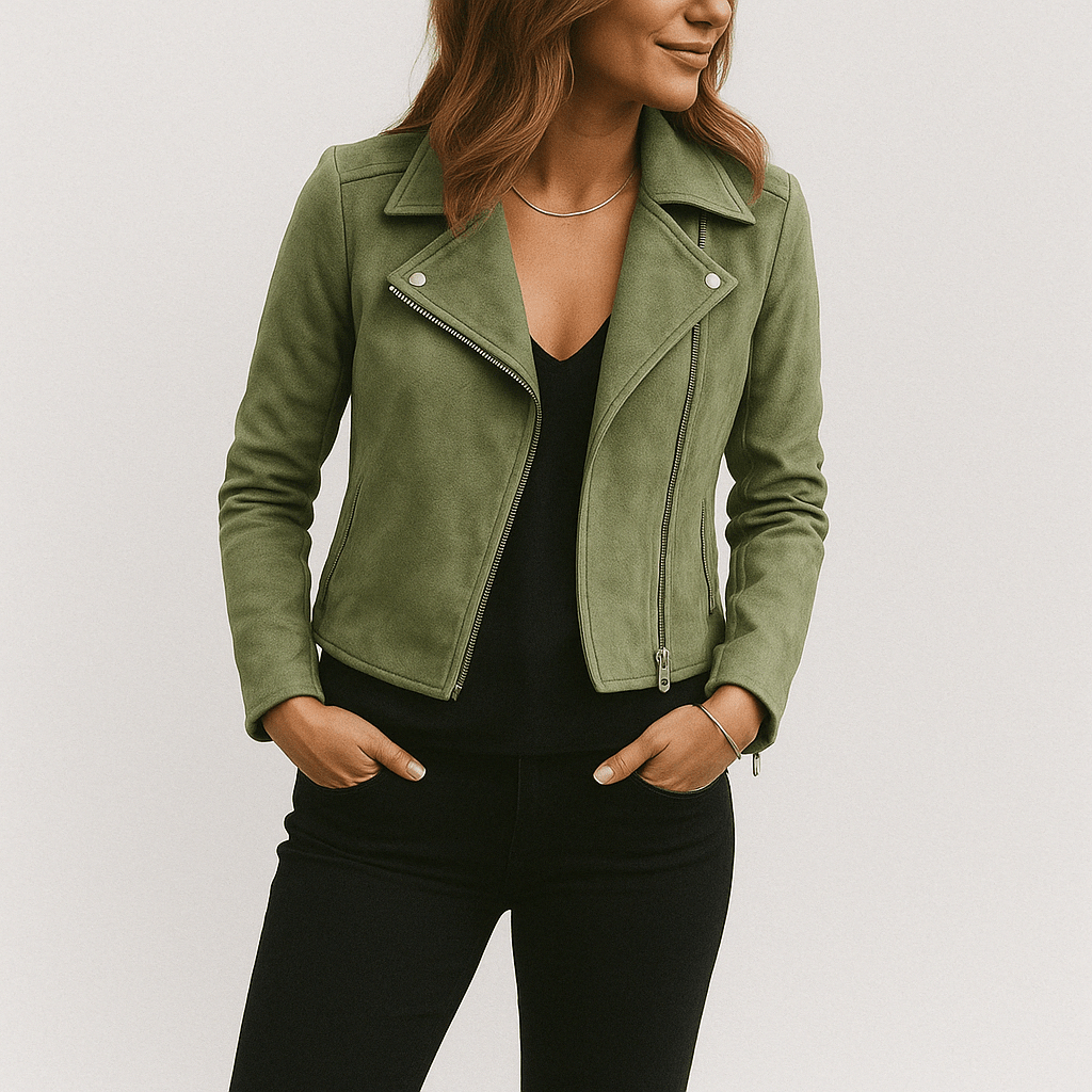Wildleder-Look Bikerjacke für Frauen | Cool & Elegant