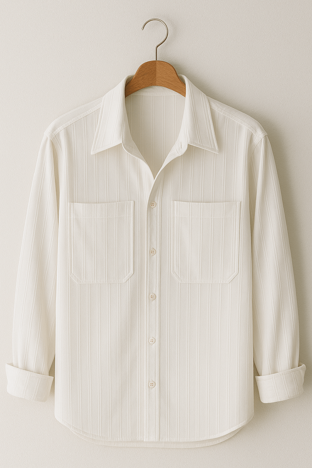 Herre langærmet skjorte med striber | Løs pasform