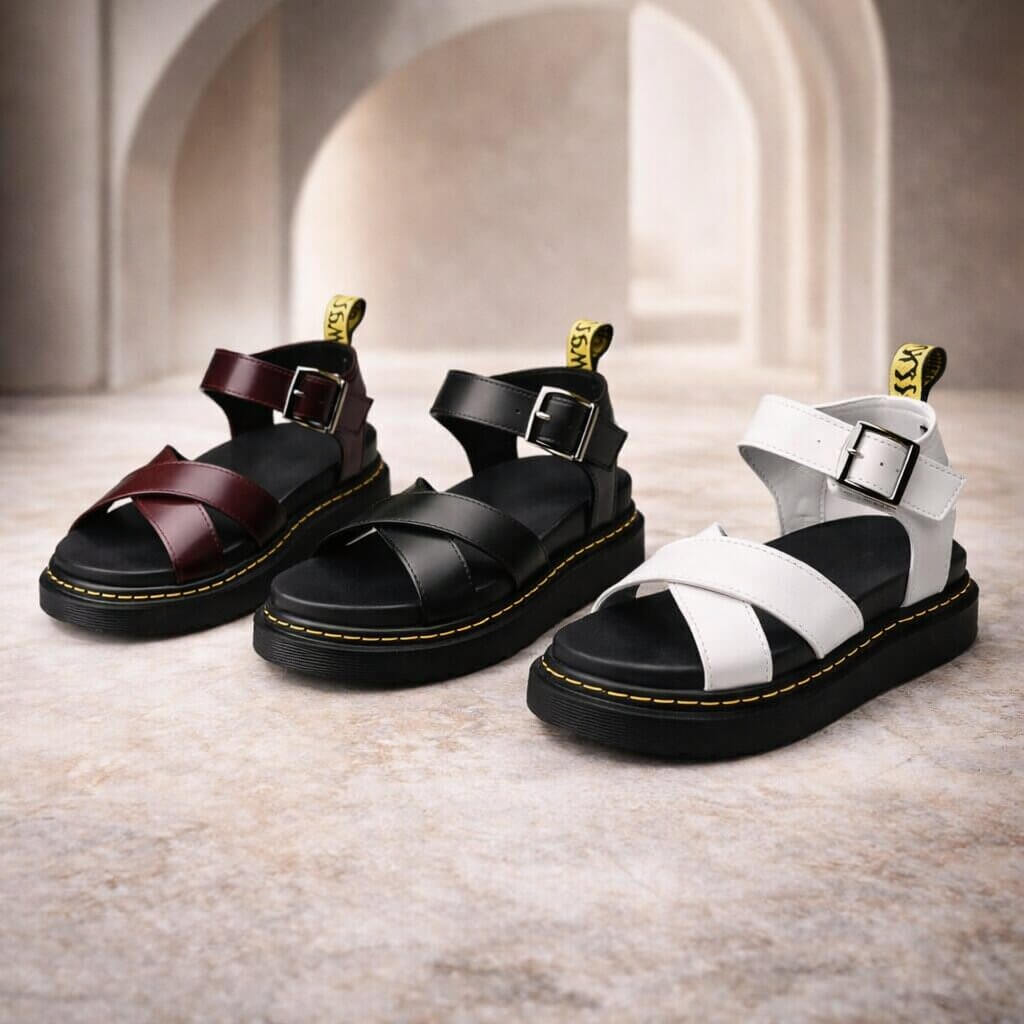 Orthopedic platform sandals for women made of leather | Ravellea