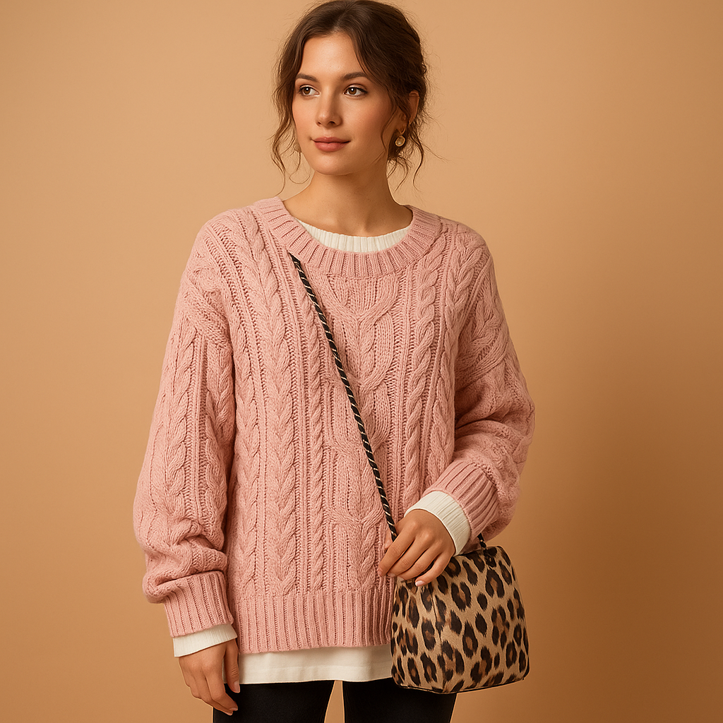 Chunky Strick Oversized Pullover für Frauen mit Rundhalsausschnitt