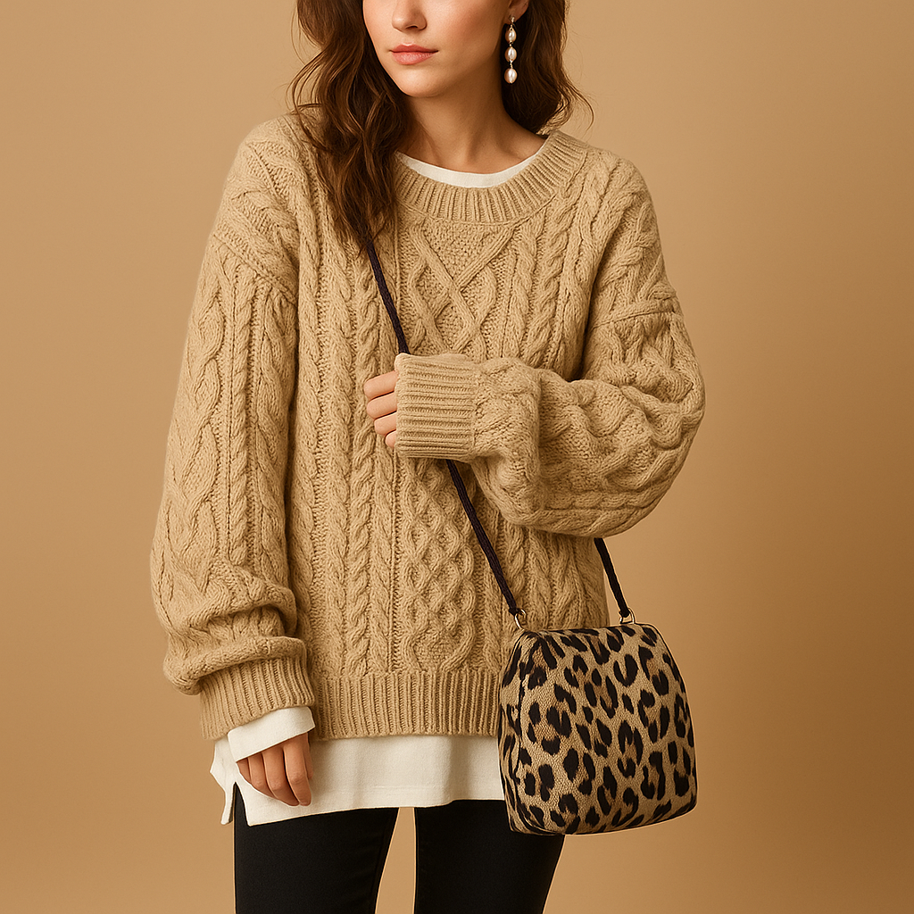 Chunky Strick Oversized Pullover für Frauen mit Rundhalsausschnitt