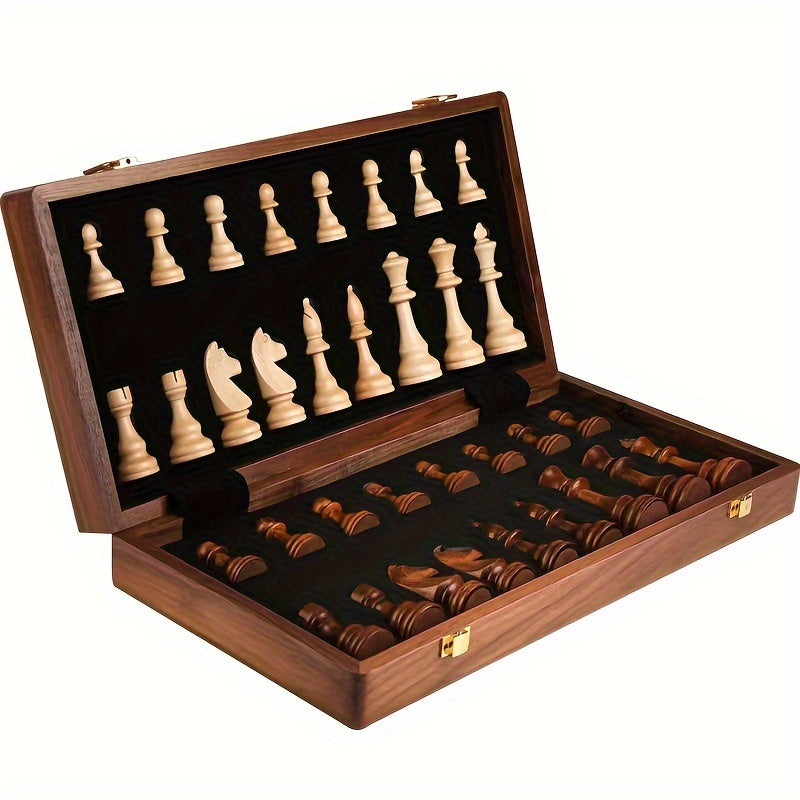 Schachspiel aus Holz | Schachbrett mit Schachfiguren | Faltbar & Tragbar | RoyalBrett