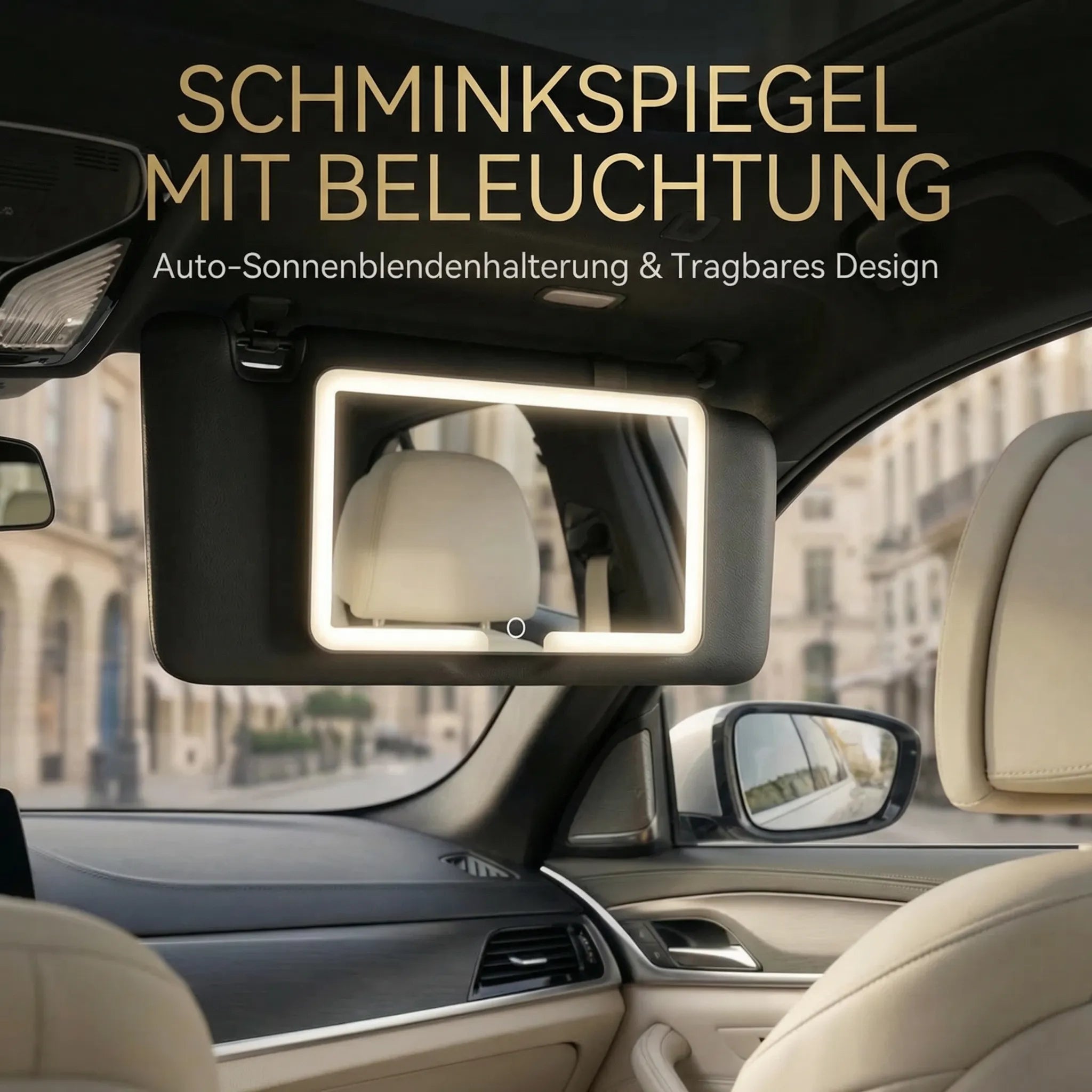 Makeup mirror with light for the car | Illuminated cosmetic mirror | GlowVisor