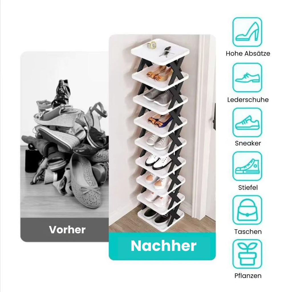 Schmaler Schuhregal | Schlanke Schuhaufbewahrung | Hoch und platzsparend | ShoeTower