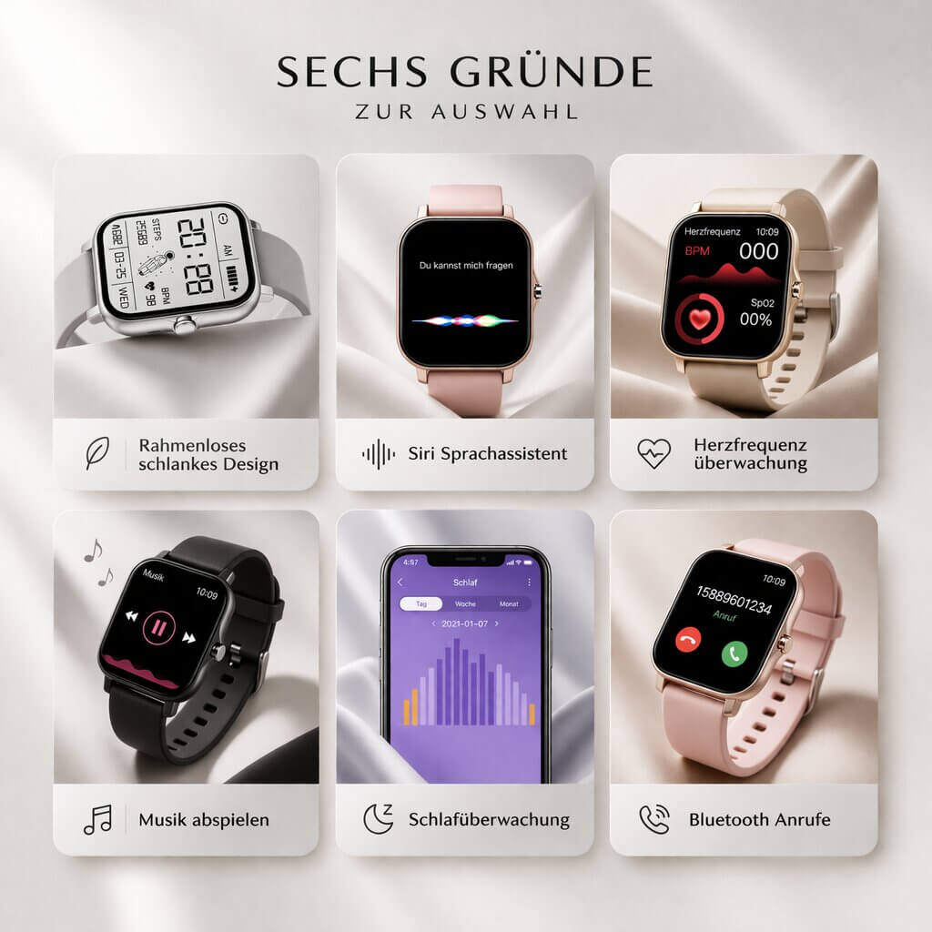 Smartwatch für Männer & Frauen | Fitness Tracker mit Herzfrequenzmonitor | Digitale Uhr | Velunor