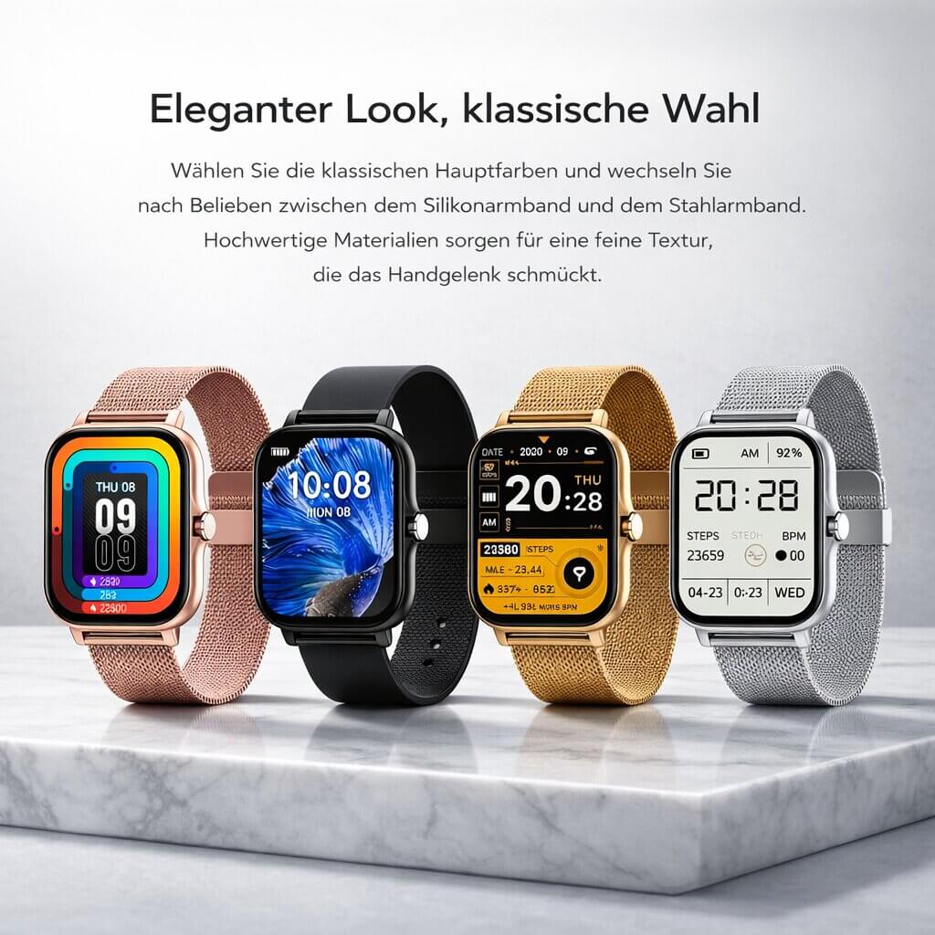 Smartwatch für Männer & Frauen | Fitness Tracker mit Herzfrequenzmonitor | Digitale Uhr | Velunor
