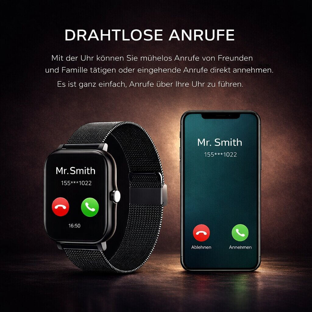 Smartwatch für Männer & Frauen | Fitness Tracker mit Herzfrequenzmonitor | Digitale Uhr | Velunor
