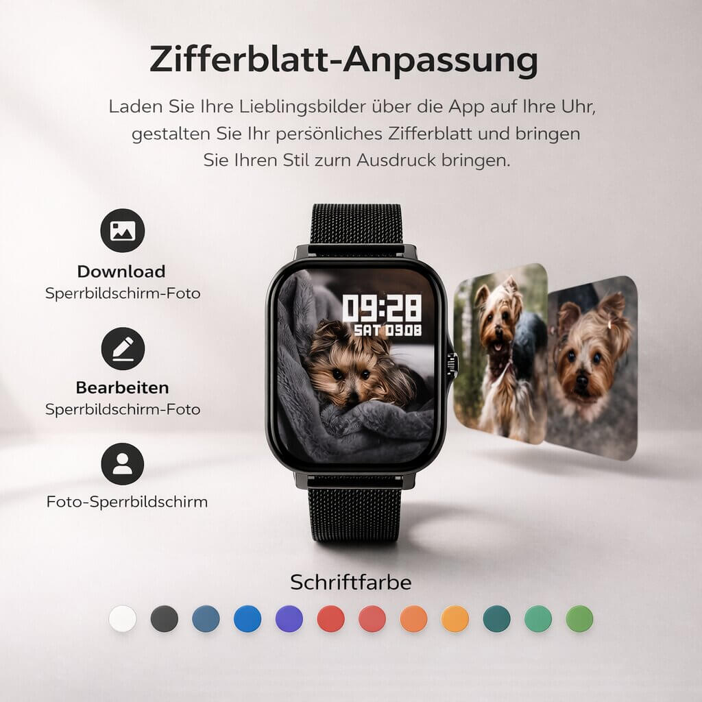 Smartwatch für Männer & Frauen | Fitness Tracker mit Herzfrequenzmonitor | Digitale Uhr | Velunor