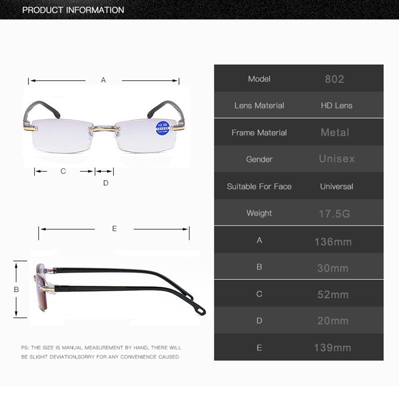 Ripob | Viselio Intelligente Lesebrille mit Gleitsichtgläsern | Ultraleicht & Blaulichtfilter | Für Nah- & Fernsicht | Titanrahmen TR90
