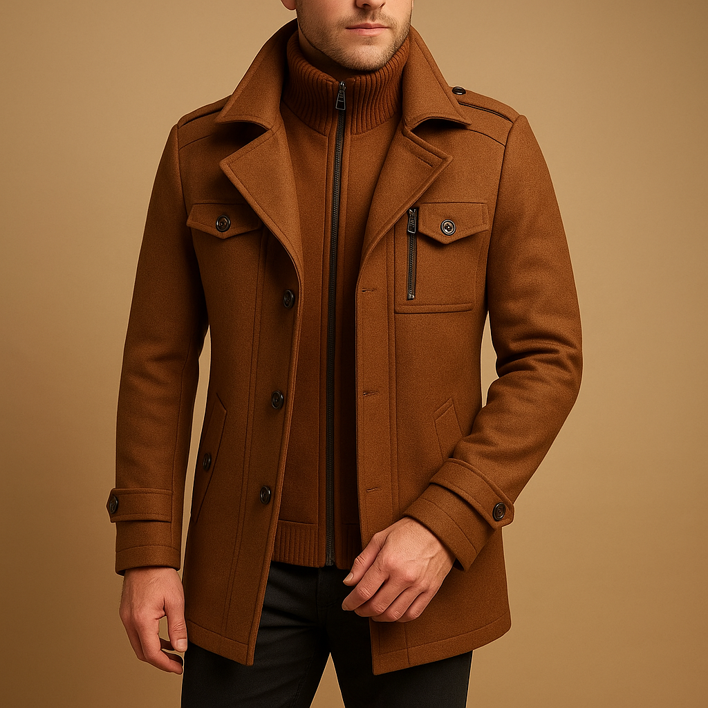 Manteau d'hiver deux pièces pour homme, coupe ajustée