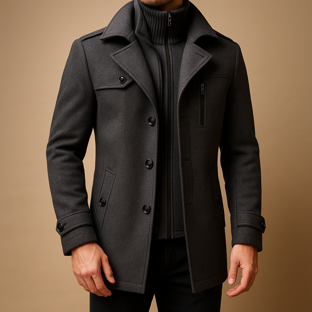 Manteau d'hiver deux pièces pour homme, coupe ajustée