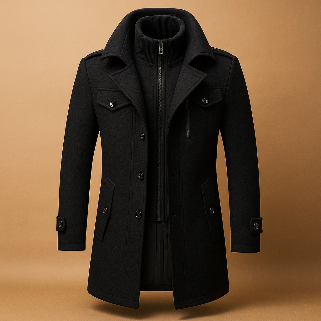 Manteau d'hiver deux pièces pour homme, coupe ajustée