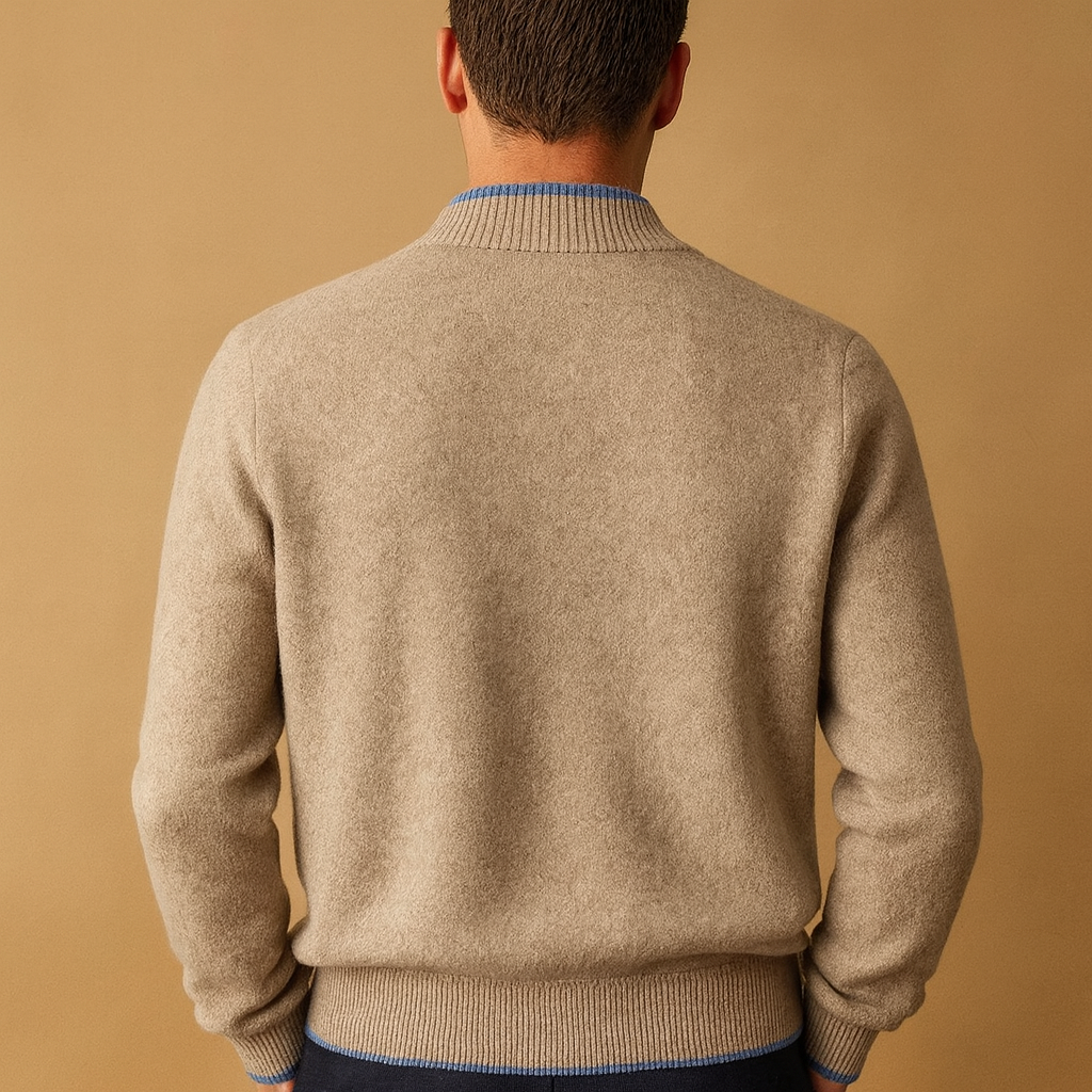 Męski kardigan na zamek | Prążkowany kołnierz dziany z wygodnym krojem na co dzień