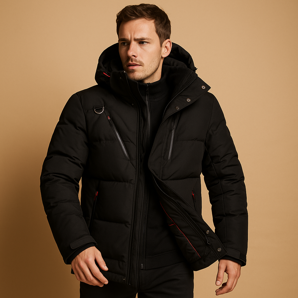 Parka homme en duvet avec capuche – Chaude et coupe-vent