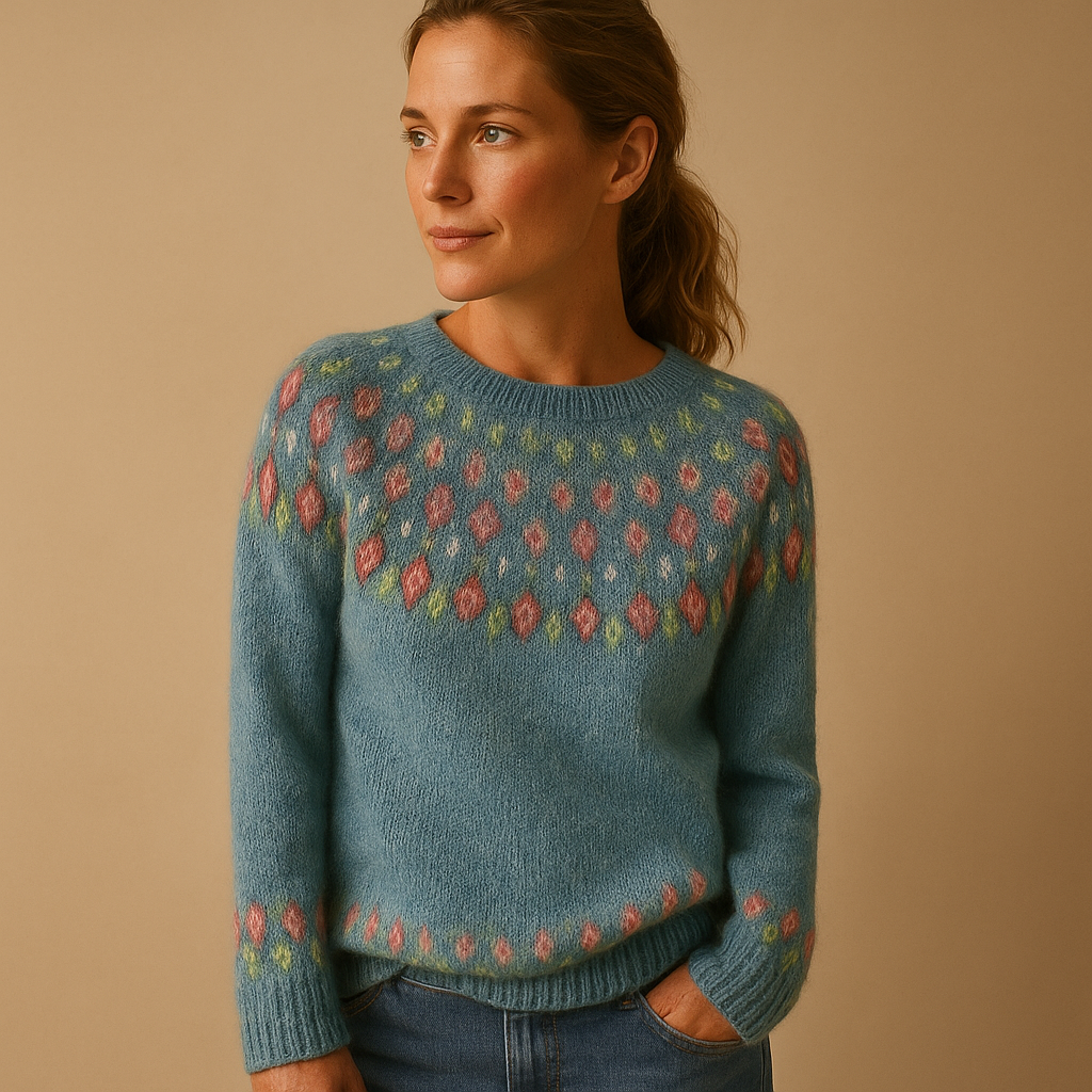 Damen-Wollpullover mit einzigartigem Muster