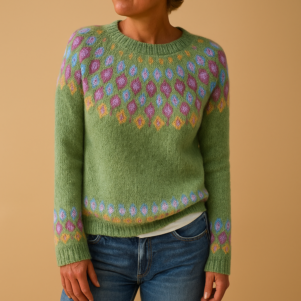 Damen-Wollpullover mit einzigartigem Muster